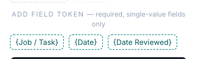 Add field token row listing the eligible required single-value fields