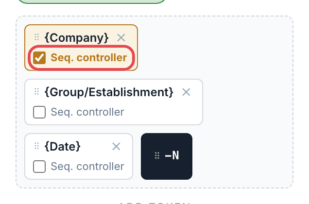 A pattern token with Seq. controller checked